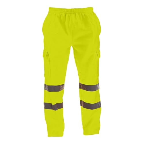 SOOUICKER Arbeit Jogginghose Herren mit Seitentaschen Arbeitshose Herren Reflektierend Hosen Slim Fit Jogger Warnschutzhose Gelb Orange Reflektionsstreifen Sicherheitshose von SOOUICKER