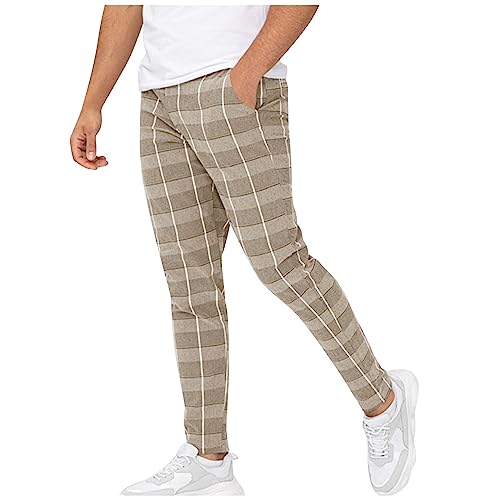 SOOUICKER Arbeitshose Herren Chinohose Männer Slim Fit Kariert Anzughose Herren Chino Karierte Hose Herren Freizeit Chinohose Männer Tapered Muster Business Stoffhose Herren Chino von SOOUICKER