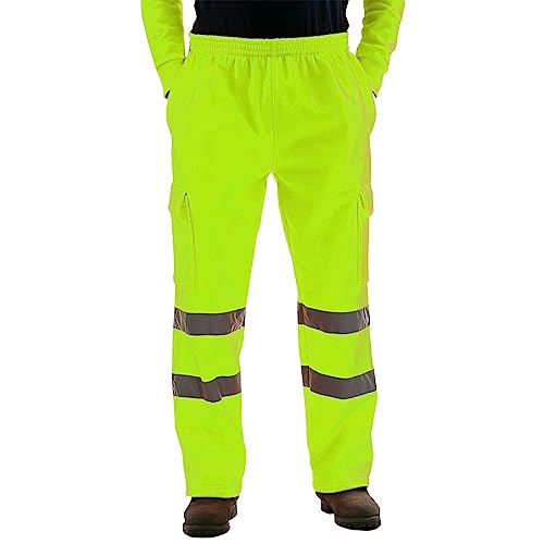 SOOUICKER Arbeitshosen Männer mit Reflektoren Sporthose Herren Lang Jogginghose Herren Hose Reflektierend Herren Jogginghose Herren Orange mit Reflektoren Outdoorhose Herren Neon von SOOUICKER