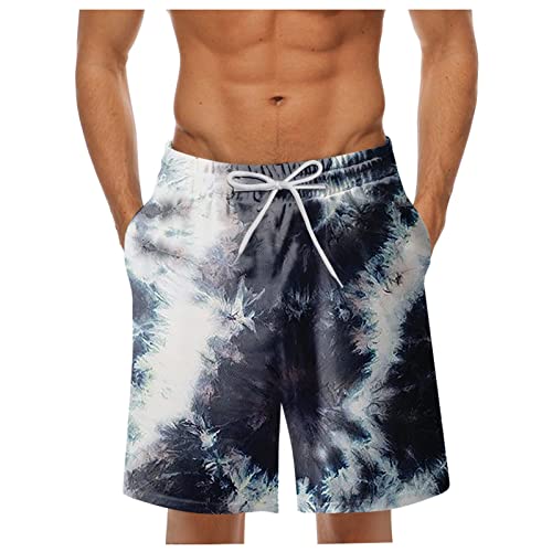 SOOUICKER Badehose Herren Batik Badeshorts Herren Lang Bunt Bermuda Shorts Herren Hawaii Badeshorts Herren Farbverlauf Badehose Männer Muster Badehose Herren Motiv Badeshorts Herren mit Taschen von SOOUICKER