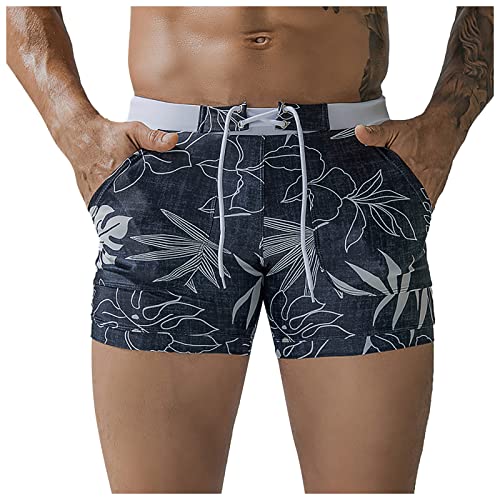 SOOUICKER Badehose Herren Eng Bunt Badeshorts Herren Kurz Muster Schwimmhose Herren Boxer Badehose Herren Trunk Badeshorts Herren Retro Schwimmhose Herren Training Badehose Herren Kurz Blumen von SOOUICKER