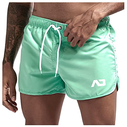 SOOUICKER Badehose Herren Kurz Bunt Retro Schwimmhose Boxer Badeshorts Neonfarben Schnelltrocknend Neon Grün von SOOUICKER