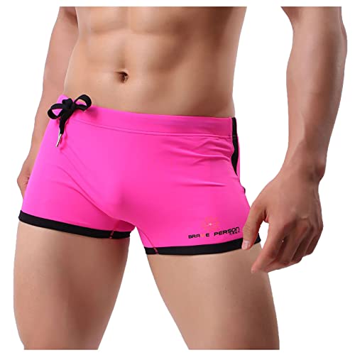 SOOUICKER Badehosen für Herren, Badehose Herren Kurz Eng Pink Badeshorts Herren Stretch Schwimmhose Herren Training Boxershorts Badeshorts Herren Retro Badehose Herren Eng Sexy von SOOUICKER