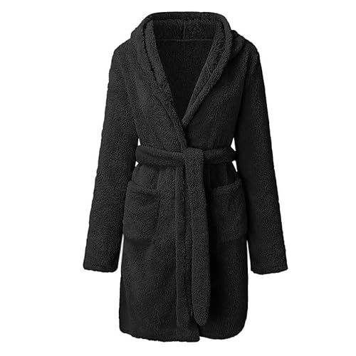 SOOUICKER Bademantel Herren mit Kapuze Lang Bademantel Unisex Flauschig Flanell Morgenmantel Warm Elegant Bademäntel für Herren Fleece Hausmantel Lang Winter von SOOUICKER