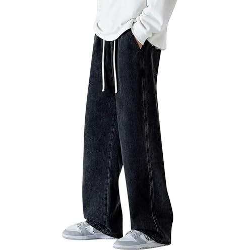 SOOUICKER Baggy Jeans Herren Weit Freizeithose Herren Jeans Weites Bein Jeans Herren Loose Fit Straight Hosen Herren Modern Jogginghose Herren Jeansoptik Ohne Bündchen von SOOUICKER