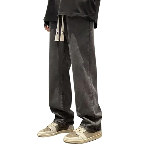 SOOUICKER Baggy Jeans Herren mit Gummizug Breite Jeans Herren Y2K Hosen Herren Modern Freizeithose Herren Jeans Ohne Bündchen Jeans Herren Loose Fit Jogginghose Herren Jeansoptik Weit von SOOUICKER