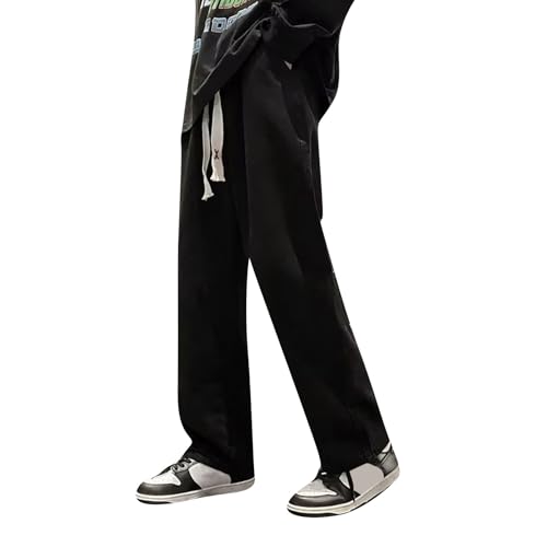 SOOUICKER Baggy Jeans Herren mit Gummizug Breite Jeans Herren Y2K Hosen Herren Modern Freizeithose Herren Jeans Ohne Bündchen Jeans Herren Loose Fit Jogginghose Herren Jeansoptik Weit von SOOUICKER
