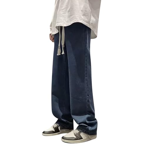 SOOUICKER Baggy Jeans Herren mit Gummizug Breite Jeans Herren Y2K Hosen Herren Modern Freizeithose Herren Jeans Ohne Bündchen Jeans Herren Loose Fit Jogginghose Herren Jeansoptik Weit von SOOUICKER