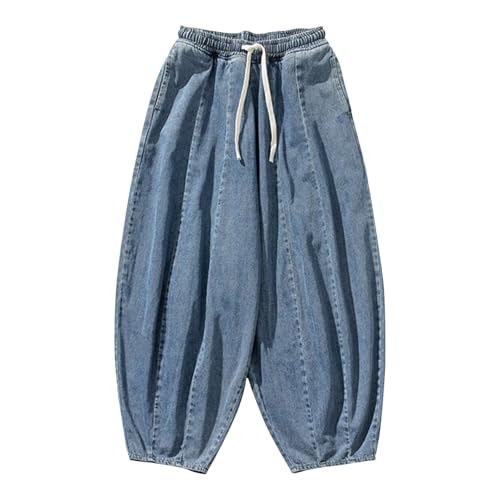 SOOUICKER Baggy Jeans Herren mit Gummizug Y2K Haremshose Jeans Japanisch Jogginghose Jeansoptik Harem Oversize Freizeithose Modern Locker von SOOUICKER