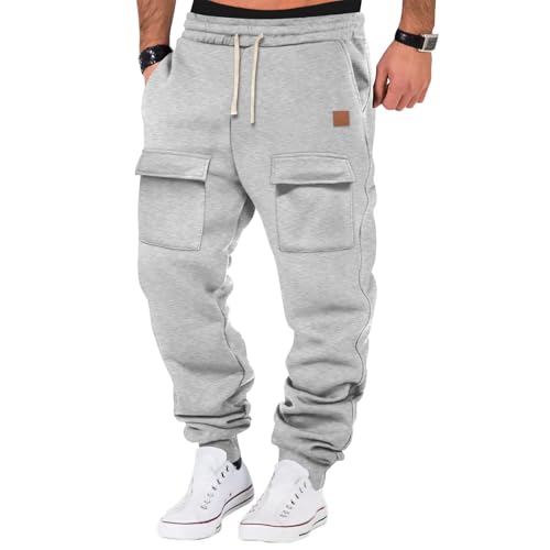 SOOUICKER Baggy Jogginghose Herren Gym mit Seitentaschen Cargohose Jogger Loose Fit Viele Taschen Trainingshose Lang Cargo Sporthose Fitness Freizeithose mit Bündchen von SOOUICKER
