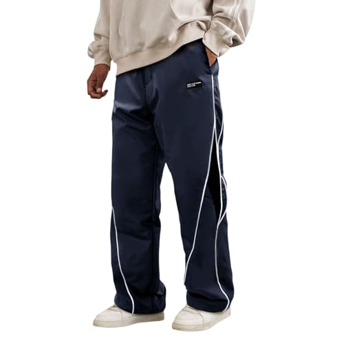 SOOUICKER Baggy Jogginghose Herren Y2K Sporthose Herren Lang Weites Bein Freizeithose Cargo Ohne Bündchen Unten Cargohose Jogger Relaxed Fit von SOOUICKER