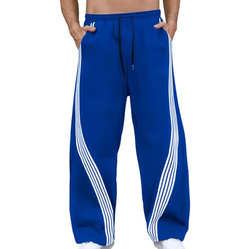 SOOUICKER Baggy Jogginghose Herren Y2K Trainingshose Lang mit Streifen Sporthose Weites Bein Zweifarbig Freizeithose mit Gummibund Hip Hop Hosen Jogger Relaxed Fit von SOOUICKER
