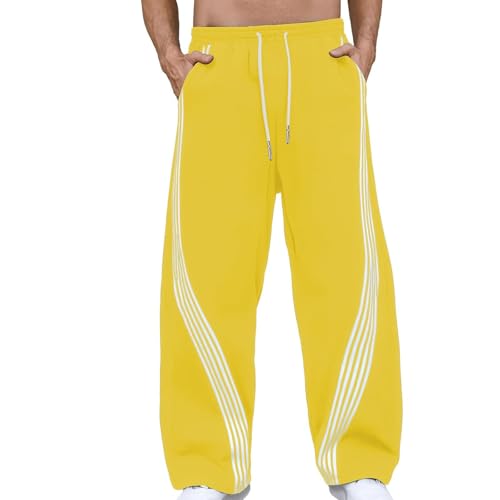 SOOUICKER Baggy Jogginghose Herren Y2K Trainingshose Lang mit Streifen Sporthose Weites Bein Zweifarbig Freizeithose mit Gummibund Hip Hop Hosen Jogger Relaxed Fit von SOOUICKER
