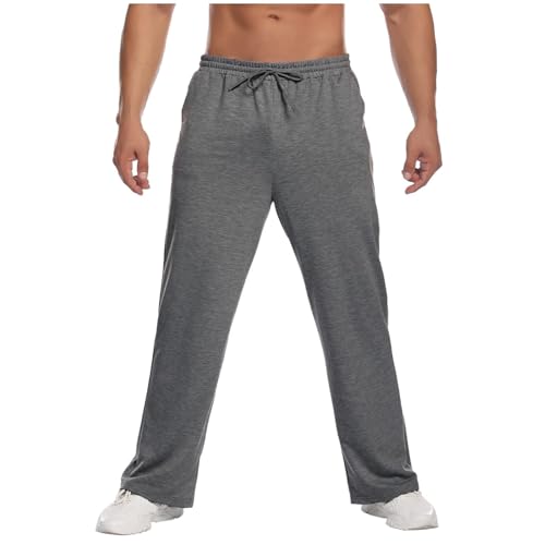 SOOUICKER Breite Jogginghose Herren Gym Trainingshose Herren Ohne Bündchen Sporthose Herren Weites Bein Freizeithose Herren mit Gummizug Jogginghose Herren Relaxed Fit Winterhose Herren von SOOUICKER