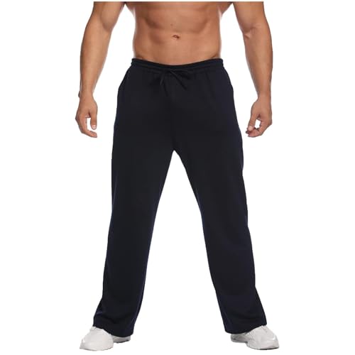 SOOUICKER Breite Jogginghose Herren Gym Trainingshose Herren Ohne Bündchen Sporthose Herren Weites Bein Freizeithose Herren mit Gummizug Jogginghose Herren Relaxed Fit Winterhose Herren von SOOUICKER