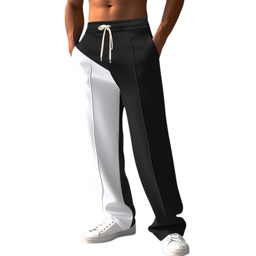 SOOUICKER Breite Jogginghose Herren Gym Zweifarbig Sporthose Herren Lang Weit Trainingshose Herren Ohne Bündchen Winter Freizeithose Herren mit Gummizug Jogginghose Herren Modern von SOOUICKER