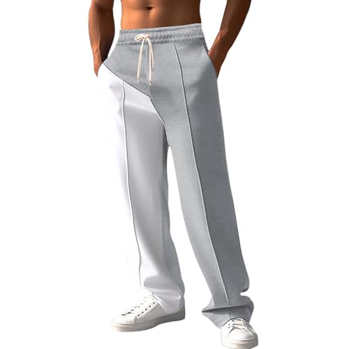 SOOUICKER Breite Jogginghose Herren Gym Zweifarbig Sporthose Herren Lang Weit Trainingshose Herren Ohne Bündchen Winter Freizeithose Herren mit Gummizug Jogginghose Herren Modern von SOOUICKER
