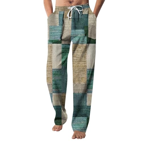 SOOUICKER Breite Jogginghose Herren Muster Freizeithose Herren mit Gummizug Weites Bein Trainingshose Herren Bunt Ohne Bündchen Jogginghose Herren mit Aufdruck Sporthose Lang mit Taschen von SOOUICKER