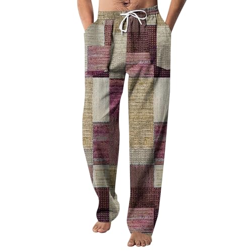 SOOUICKER Breite Jogginghose Herren Muster Freizeithose Herren mit Gummizug Weites Bein Trainingshose Herren Bunt Ohne Bündchen Jogginghose Herren mit Aufdruck Sporthose Lang mit Taschen von SOOUICKER