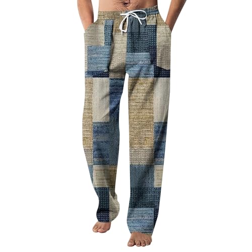 SOOUICKER Breite Jogginghose Herren Muster Freizeithose Herren mit Gummizug Weites Bein Trainingshose Herren Bunt Ohne Bündchen Jogginghose Herren mit Aufdruck Sporthose Lang mit Taschen von SOOUICKER