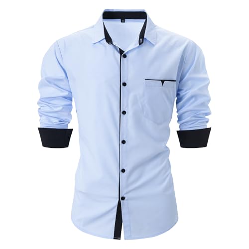 SOOUICKER Business Hemd Herren Comfort Fit Freizeithemden für Herren Langarm Modern Hemd Herren Elegant Slim Fit Sommerhemd Herren Casual Herrenhemden Langarm Freizeit von SOOUICKER