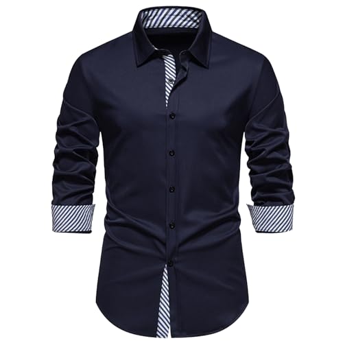 SOOUICKER Business Hemd Herren Comfort Fit Weißes Hemd Herren Freizeithemden für Herren Langarm Hemd Herren Modern Fit Hemd Herren Elegant Casual Gestreift Businesshemden für Herren von SOOUICKER