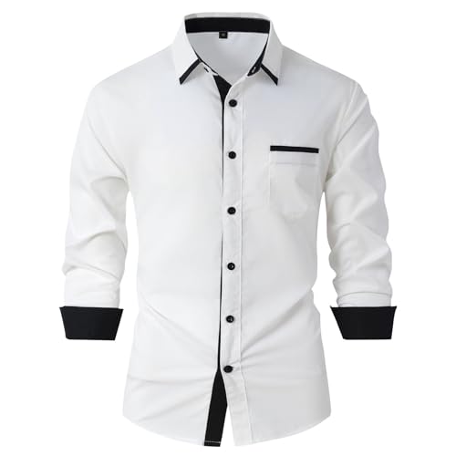 SOOUICKER Business Hemd Herren Regular Fit Hemd Herren Langarm Elegant Hemd Herren Hochzeit Herrenhemden Langarm Comfort Fit Businesshemden für Herren Slim Fit Hemd Herren Modern Fit von SOOUICKER