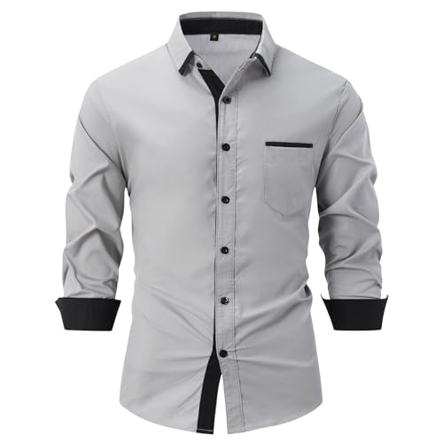 SOOUICKER Business Hemd Herren Regular Fit Hemd Herren Langarm Elegant Hemd Herren Hochzeit Herrenhemden Langarm Comfort Fit Businesshemden für Herren Slim Fit Hemd Herren Modern Fit von SOOUICKER