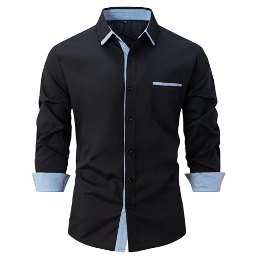 SOOUICKER Business Hemd Herren Regular Fit Hemd Herren Langarm Elegant Hemd Herren Hochzeit Herrenhemden Langarm Comfort Fit Businesshemden für Herren Slim Fit Hemd Herren Modern Fit von SOOUICKER