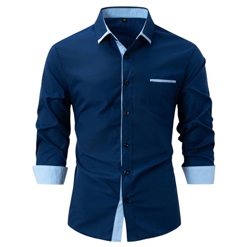 SOOUICKER Business Hemd Herren Regular Fit Hemd Herren Langarm Elegant Hemd Herren Hochzeit Herrenhemden Langarm Comfort Fit Businesshemden für Herren Slim Fit Hemd Herren Modern Fit von SOOUICKER