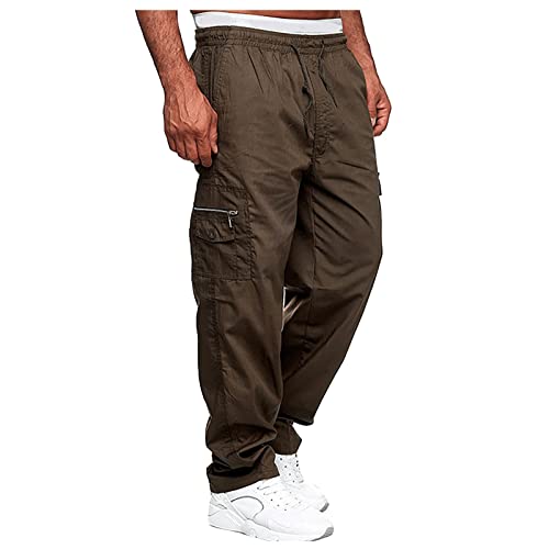 SOOUICKER Cargo Jogginghose Herren Baggy Cargohose Herren Loose Fit Sporthose Herren Lang Cargo Trainingshose Herren Ohne Bündchen Cargohose Herren Sommer Lang Jogginghose Herren Weites Bein von SOOUICKER