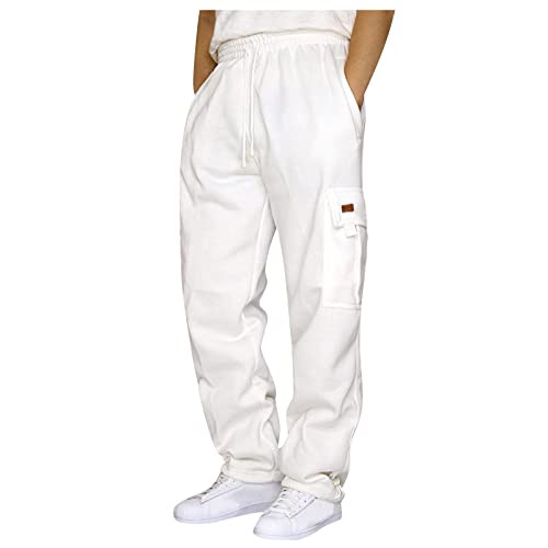 SOOUICKER Cargo Jogginghose Herren Baggy Cargohose Herren Weit Jogginghose Herren Mit Seitentaschen Sporthose Herren Lang Cargo Cargohose Herren Viele Taschen Trainingshose Herren Ohne Bündchen von SOOUICKER