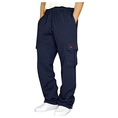 SOOUICKER Cargo Jogginghose Herren Baggy Cargohose Herren Weit Jogginghose Herren Mit Seitentaschen Sporthose Herren Lang Cargo Cargohose Herren Viele Taschen Trainingshose Herren Ohne Bündchen von SOOUICKER