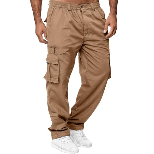SOOUICKER Cargo Jogginghose Herren Baggy Cargohose Jogger Weites Bein Freizeithose Lang mit Seitentaschen Chino Hose Cargo Weit Wanderhose Sommer Leicht von SOOUICKER