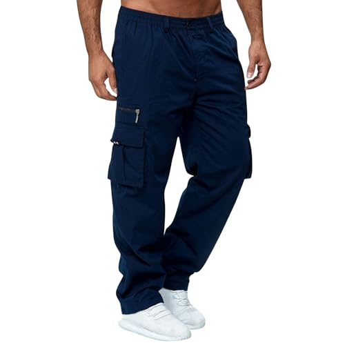 SOOUICKER Cargo Jogginghose Herren Baggy Cargohose Jogger Weites Bein Freizeithose Lang mit Seitentaschen Chino Hose Cargo Weit Wanderhose Sommer Leicht von SOOUICKER