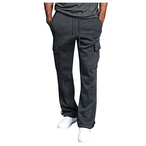 SOOUICKER Cargo Jogginghose Herren Baumwolle Cargohose Herren Loose Fit Sporthose Herren Weit Lang Jogginghose Herren Mit Seitentaschen Gerades Bein Cargohose Herren Viele Taschen von SOOUICKER