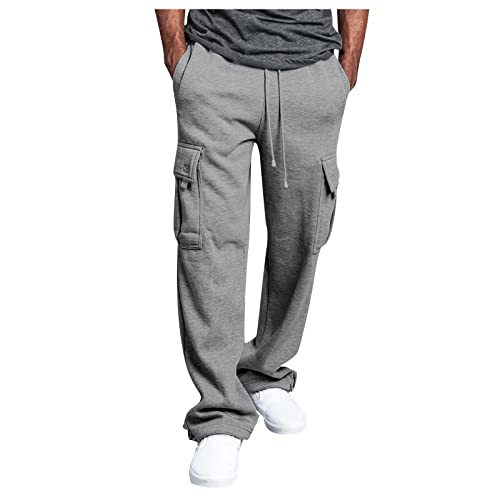 SOOUICKER Cargo Jogginghose Herren Baumwolle Cargohose Herren Loose Fit Sporthose Herren Weit Lang Jogginghose Herren Mit Seitentaschen Gerades Bein Cargohose Herren Viele Taschen von SOOUICKER