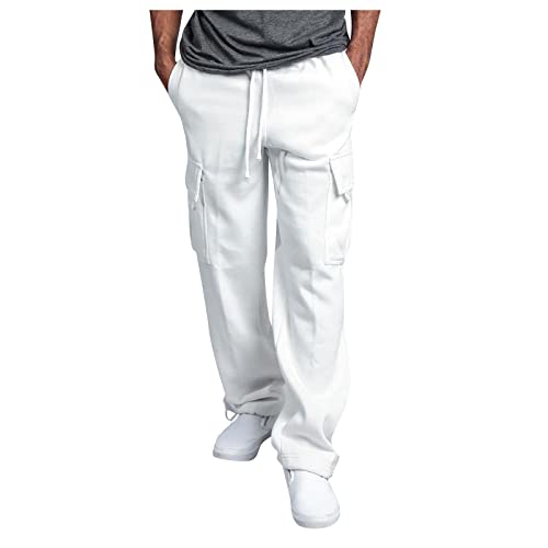 SOOUICKER Cargo Jogginghose Herren Baumwolle Cargohose Herren Loose Fit Sporthose Herren Weit Lang Jogginghose Herren Mit Seitentaschen Gerades Bein Cargohose Herren Viele Taschen von SOOUICKER