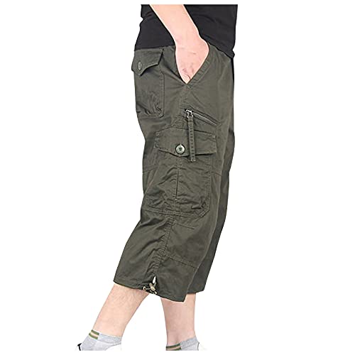 SOOUICKER Cargo Shorts Herren 3/4 Arbeitshosen Männer Kurz Stretch Kurze Hosen Herren Cargo Bermuda Shorts Herren Outdoor Cargo Shorts Herren Baggy Kurze Hosen Herren Wandern mit Vielen Taschen von SOOUICKER