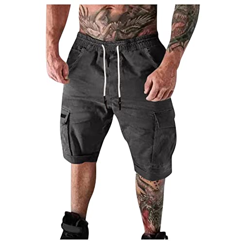 SOOUICKER Cargo Shorts Herren Baggy Bermuda Shorts Herren Cargo Kurze Hosen Herren mit Seitentaschen Cargohose Herren Kurz Cargo Shorts Herren mit Gummizug Kurze Hosen Herren Sommer von SOOUICKER