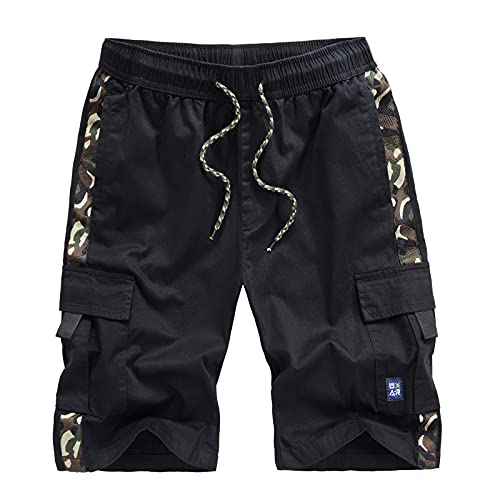 SOOUICKER Cargo Shorts Herren Sommer Kurze Hosen Herren Cargo Bermuda Shorts Herren Cargo mit Kordel Kurze Hosen Herren mit Seitentaschen Cargohose Herren Kurz Cargo Shorts Herren Baggy mit Gummizug von SOOUICKER