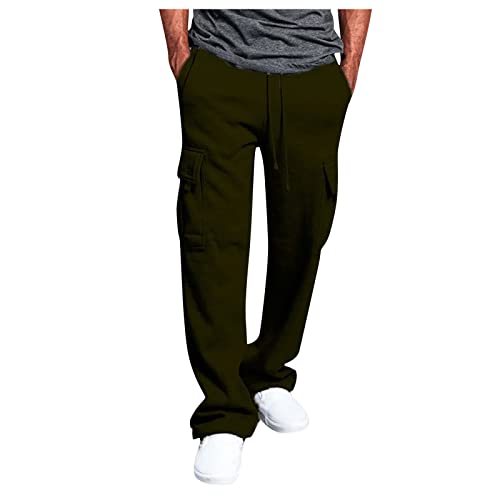 SOOUICKER Cargohose Herren Baggy Breite Jogginghose Herren Dicker Stoff Cargohose Herren Viele Taschen Jogginghose Herren Ohne Bund Unten mit Seitentaschen Cargohose Herren Regular Fit Gummizug von SOOUICKER