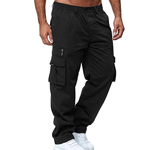 SOOUICKER Cargohose Herren Baggy Chino Hose Herren Regular Fit Jogginghose Herren mit Seitentaschen Freizeithose Herren Weites Bein Modern Cargohose Herren Viele Taschen Outdoor Wandern von SOOUICKER