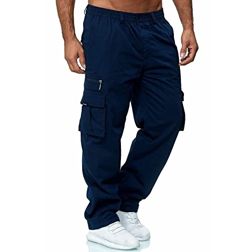 SOOUICKER Cargohose Herren Baggy Freizeithose mit Seitentaschen Hosen Relaxed Fit Wanderhose Sommer Outdoor Hosen für Herren Cargo Jogginghose mit Knopfleiste Cargohose Weites Bein von SOOUICKER