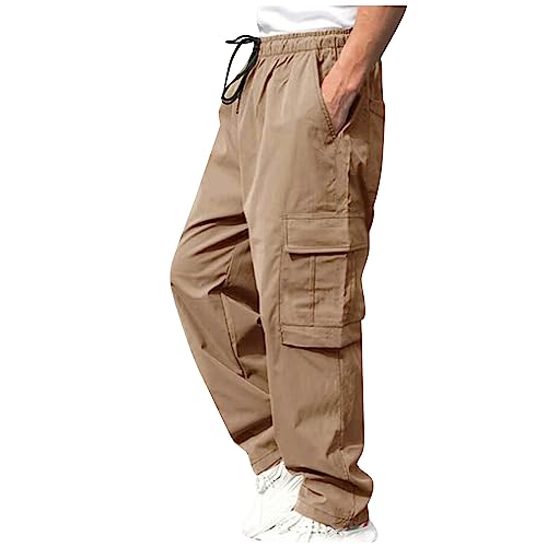 SOOUICKER Cargohose Herren Baggy Viele Taschen Outdoor Hosen für Herren Baumwolle Freizeithose Herren Cargo Jogginghose Herren mit Seitentaschen Weites Bein Cargohose Herren mit Gummizug von SOOUICKER