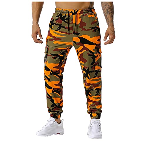 SOOUICKER Cargohose Herren Camouflage Jogginghose Herren Tarnfarben Cargohose Herren Jogger Mit Gummizug Sporthose Herren Camo Tarnhose Jogginghose Herren Mit Seitentaschen Cargohose Herren Vintage von SOOUICKER