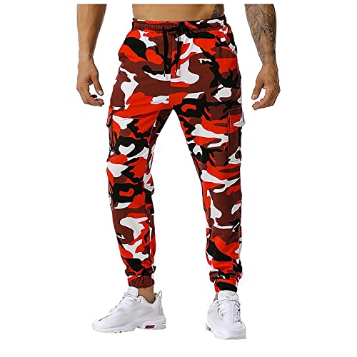 SOOUICKER Cargohose Herren Camouflage Jogginghose Herren Tarnfarben Cargohose Herren Jogger Mit Gummizug Sporthose Herren Camo Tarnhose Jogginghose Herren Mit Seitentaschen Cargohose Herren Vintage von SOOUICKER