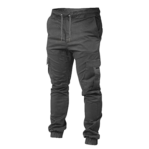 SOOUICKER Cargohose Herren Jogger Straight Jogginghose Herren mit Seitentaschen Wanderhose Herren Sommer Sporthose Herren Lang Cargo Cargohose Herren Viele Taschen Freizeithose Herren mit Bündchen von SOOUICKER