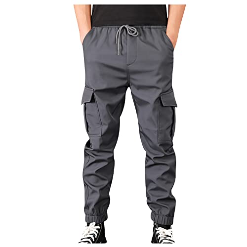 SOOUICKER Cargohose Herren Jogginghose Sporthose Herren Lang Cargo Cargohose Herren mit Gummizug Jogginghose Herren mit Seitentaschen Cargohose Herren Outdoor Jogginghose Herren Modern von SOOUICKER