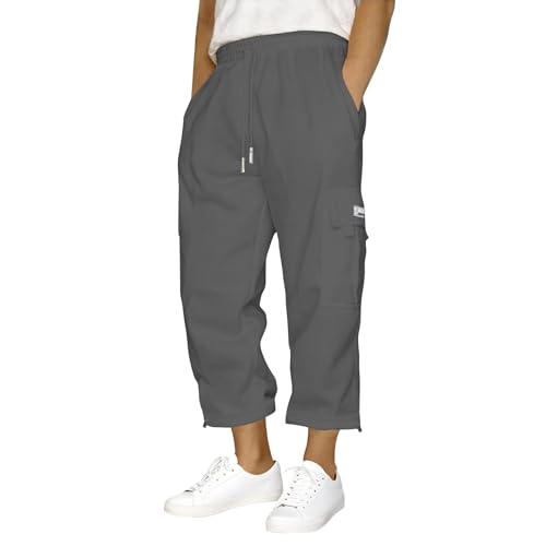 SOOUICKER Cargohose Herren Kurz 3/4 Baggy Jogginghose Herren Gym Wanderhose 7/8 Sommer Sporthose mit Seitentaschen Weites Bein Freizeithose Cargo mit Gummizug von SOOUICKER